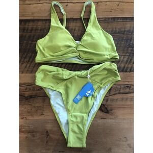 CUPSHE Green Bikini Twist Top High Waisted Bottom NWT Medium
